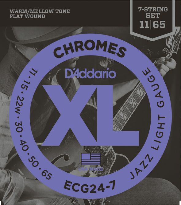 Hovedbilde D'addario ECG24-7 El-gitar Chromes Flat Wound 011-065 7-str.