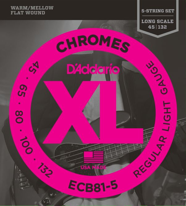 Hovedbilde D'addario ECB81-5 El-bass Flat Wound Chromes 045-132 (5-str.)