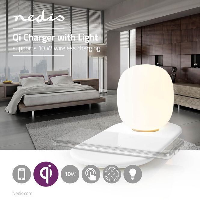 Hovedbilde Nedis LED-lampe med trådløs Qi-hurtiglader