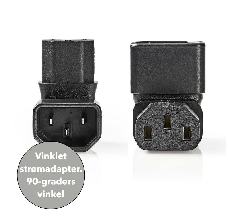  Nedis strømadapter 90-graders vinkel