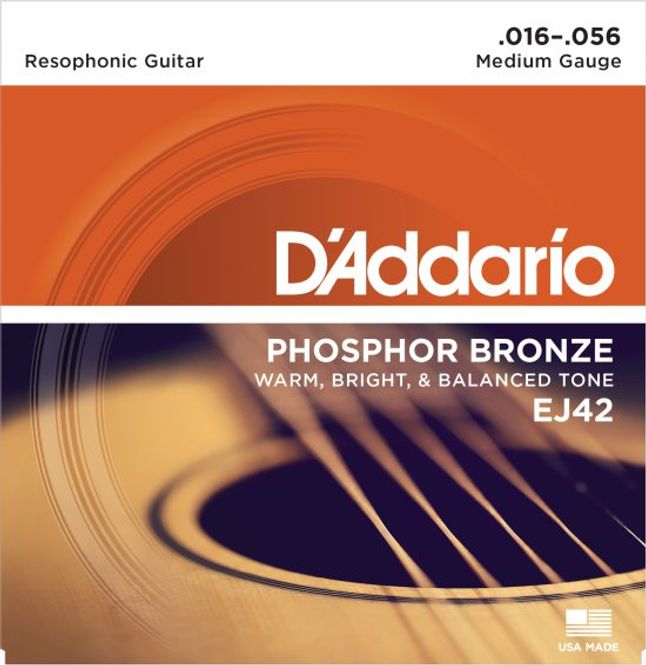 Hovedbilde D'Addario EJ42 Phosphor Bronze Resophonic Light 016-056