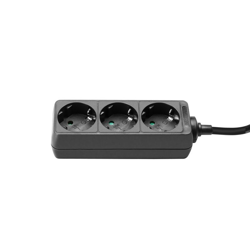 Adam Hall 3-Outlet Power Strip, Strømforgrener med 3 uttak, sort, 3M