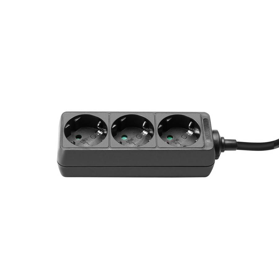 Adam Hall 3-Outlet Power Strip, Strmforgrener med 3 uttak, sort, 3M