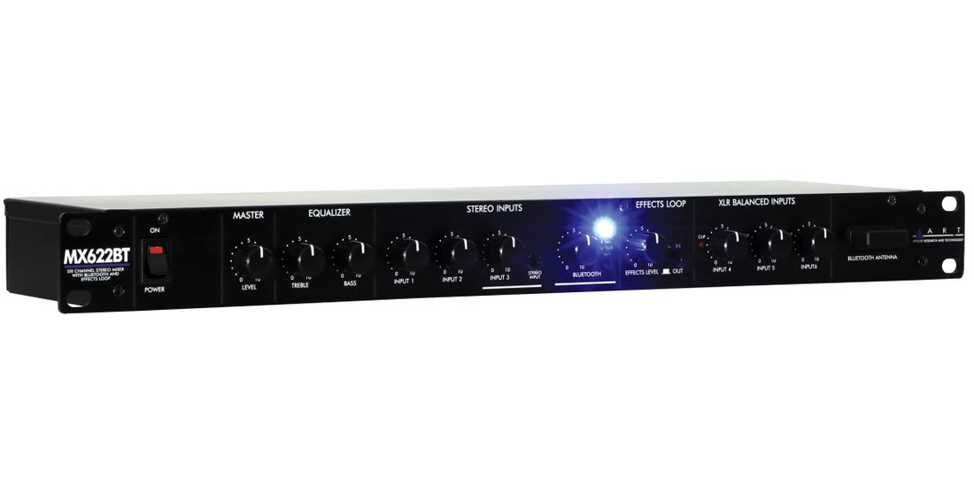 ART MX622BT – 6-kanals stereo rackmikser med EQ, Bluetooth og effektloop
