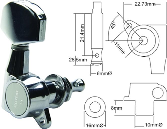 Hovedbilde Gotoh SG38-01C Mekanikk, 3 Venstre, 3 høyre, krom