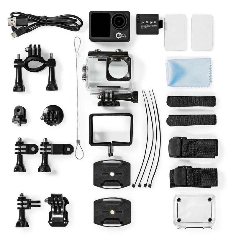 Nedis Actionkamera Dobbel Skjerm, 4K@30fps, 16 MPixel, WiFi, HD, vanntett opptil 30M