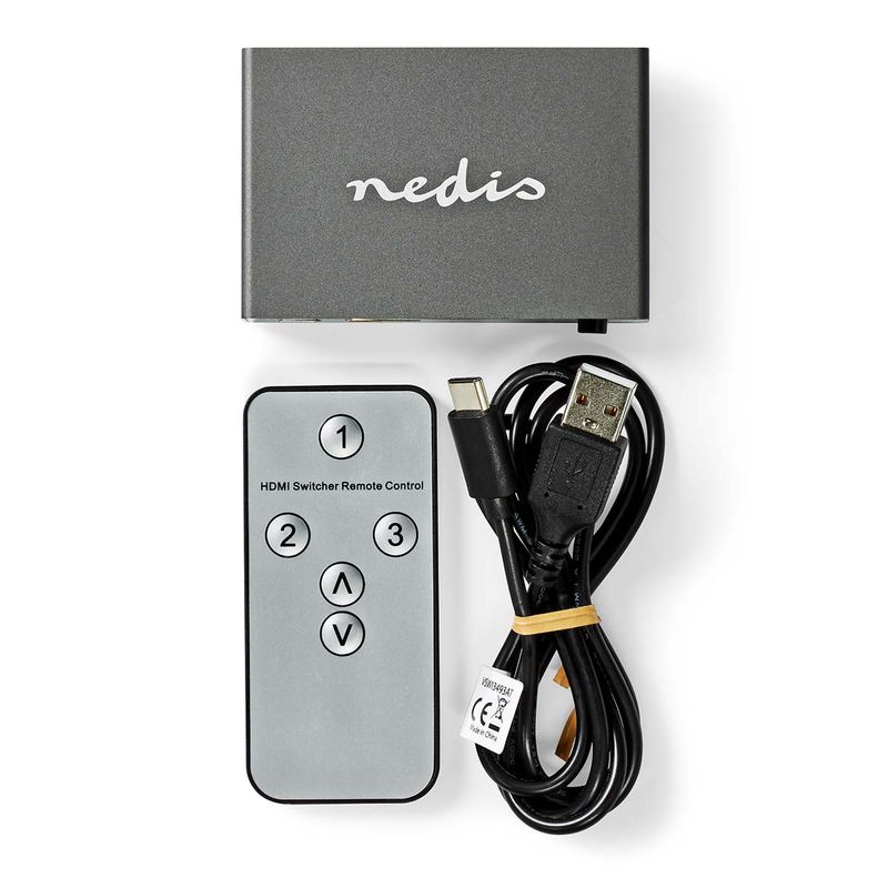 Nedis HDMI Switch, 3-Port port(s), 3x HDMI Inngang, HDMI Utgang, 8K@60Hz, 45 Gbps