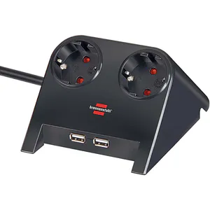 Hovedbilde Brennenstuhl Desktop-Power Str&oslash;mforgrener med USB-lader - Sort polert