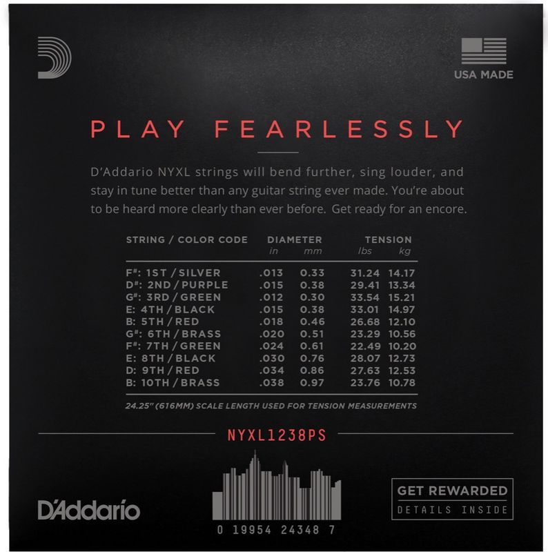 D'Addario NYXL1238PS, 012-038 NYXL Pedal Steel E9