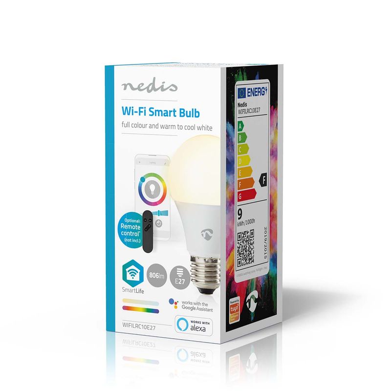 SmartLife E27 Full Color Wi-Fi pære, RGB / Warm to Cool White, 9W, 806lm