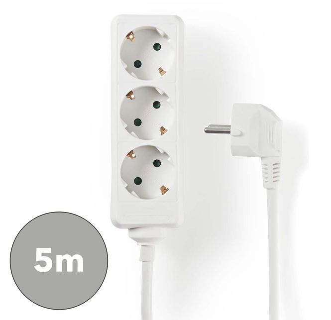 Hovedbilde Nedis 3-veis strømforgrener, 5m