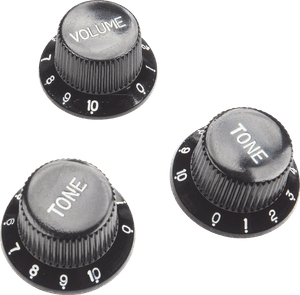 Hovedbilde Yellow Parts EZ1215B – Sorte Stratocaster potmetervridere (3 stk)