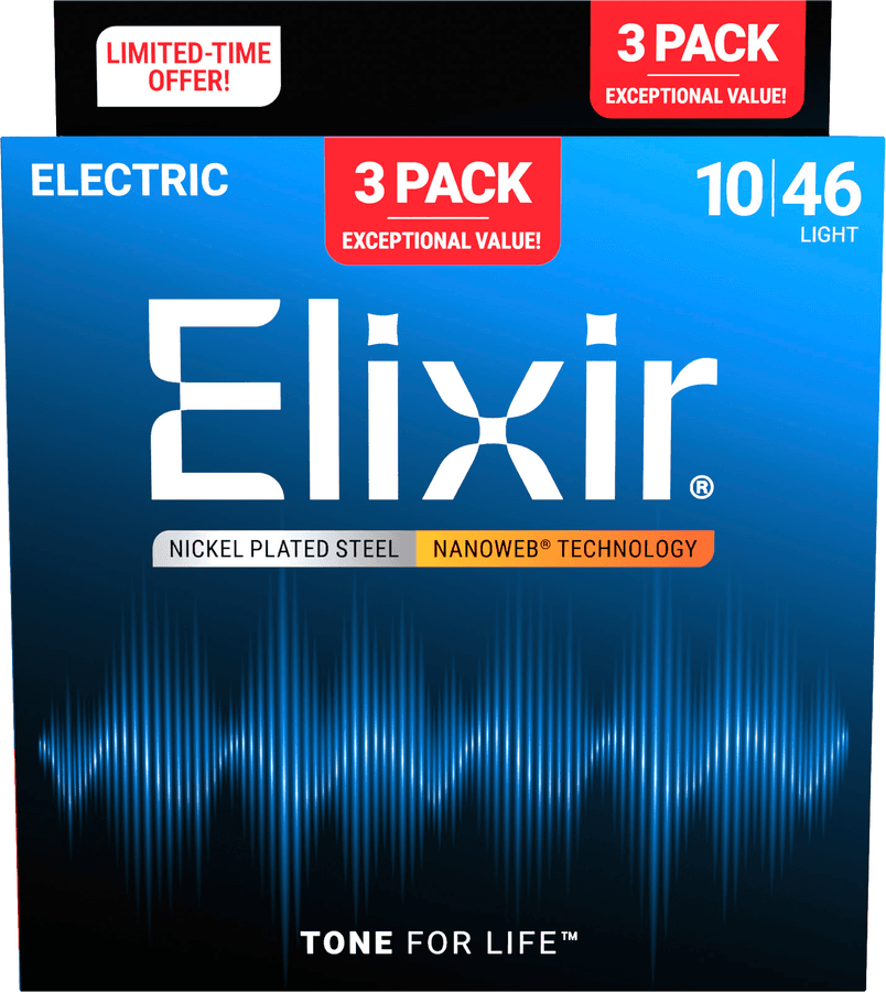 Elixir 16567 NANOWEB Electric 010-046, 3 pack