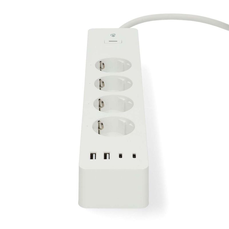 SmartLife Wi-Fi 4-veis strømforgrener, 4 USB A/C-porter, 16A, 3680W, 2m kabel