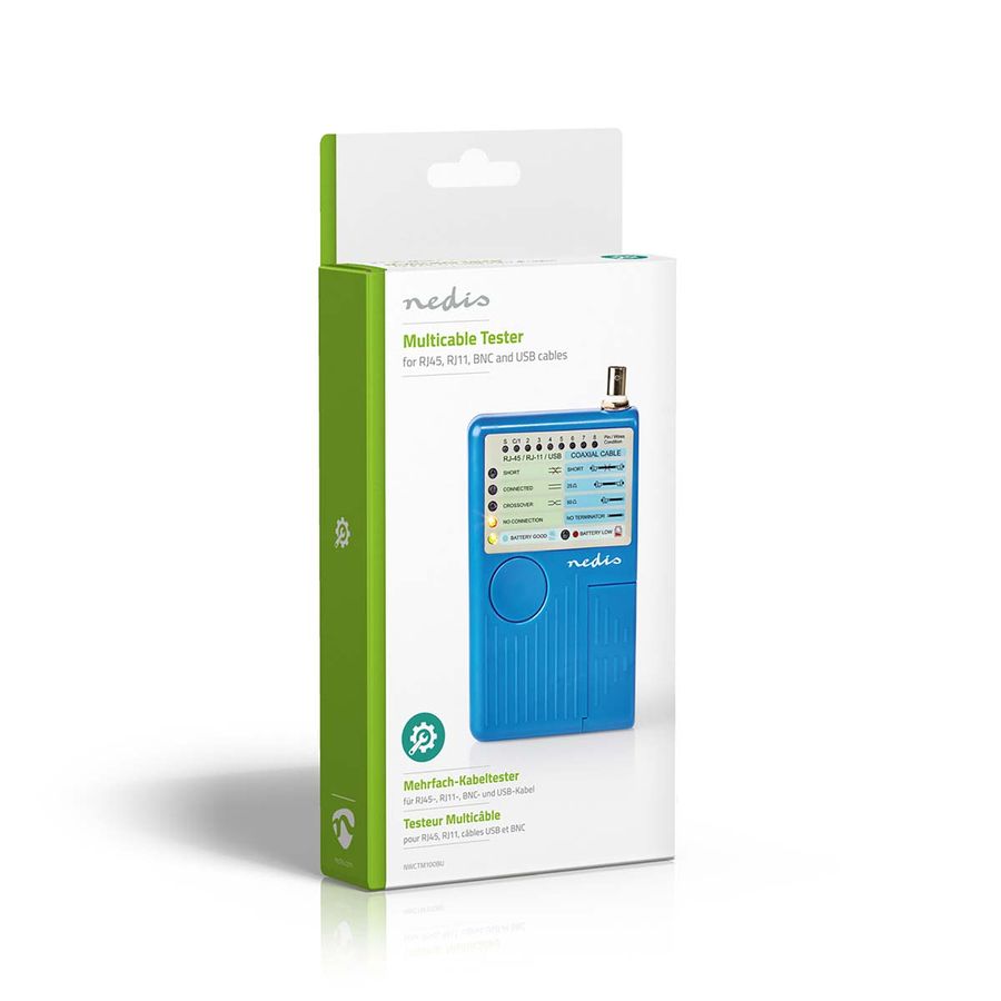 Nedis Multifunksjonell  Kabeltester for RJ45-, RJ11-, BNC- og USB-A-B-kabler