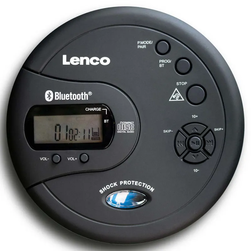 Lenco CD-300BK Bærbar Bluetooth® CD-MP3-spiller med antishock Svart