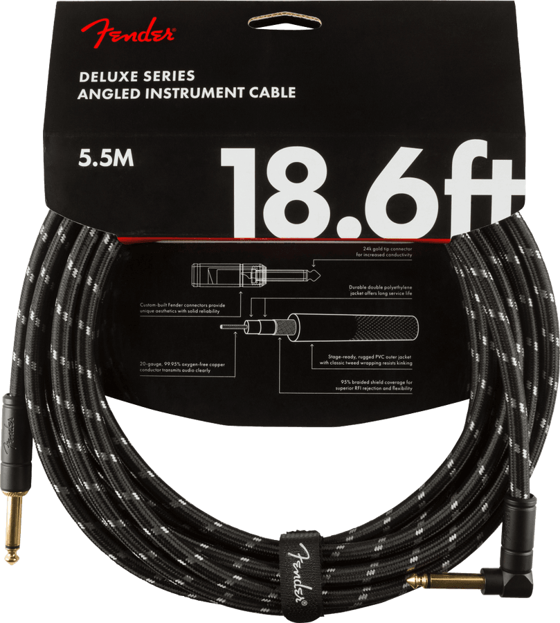 Deluxe Series Instrument Cable, Straight/Angle, 5,7m, Black Tweed