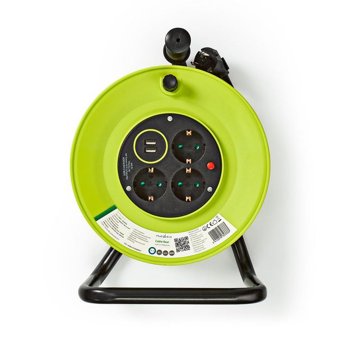 Hovedbilde Nedis høykvalitets kabeltrommel, 25m, 2xUSB lading, 16A, 3000W