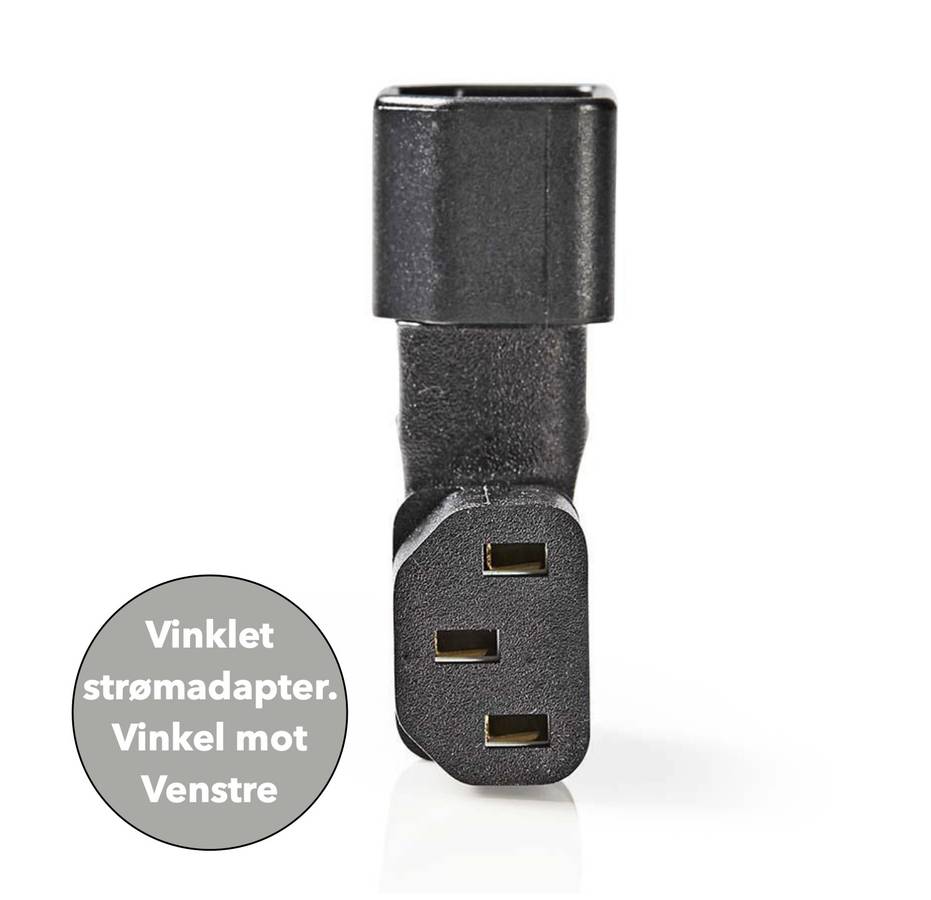  Nedis vinklet strømadapter i vinkel mot venstre
