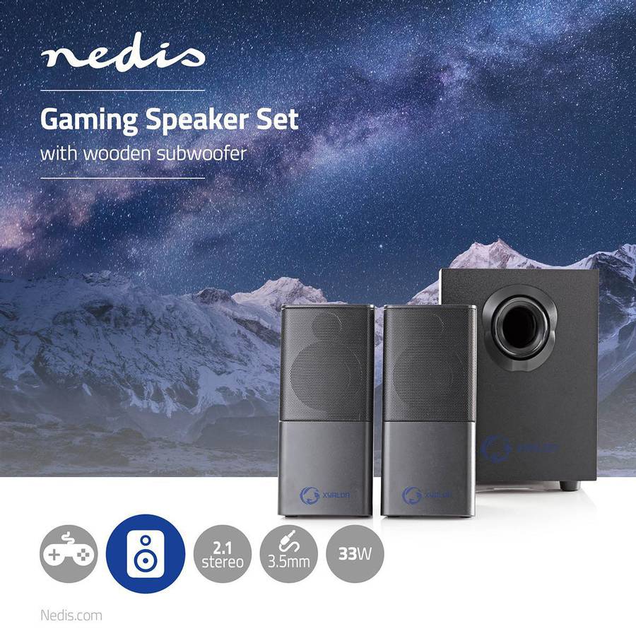 Nedis Gaming Speaker 30W - Høyttalerkanaler: 2.1 | USB-Strøm | Volumkontroll