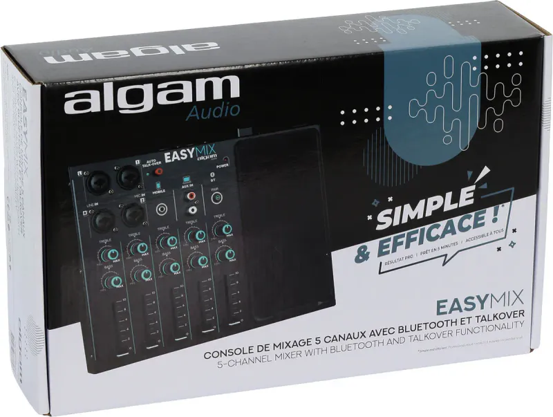 Algam Audio EASYMIX – 5-kanals mikser med BT og automatisk talkover