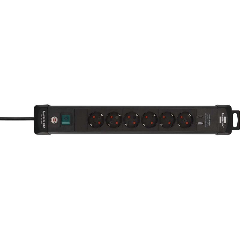 Brennenstuhl Premium Office Line Plus 6-veis m/USB C PD 1,8 m