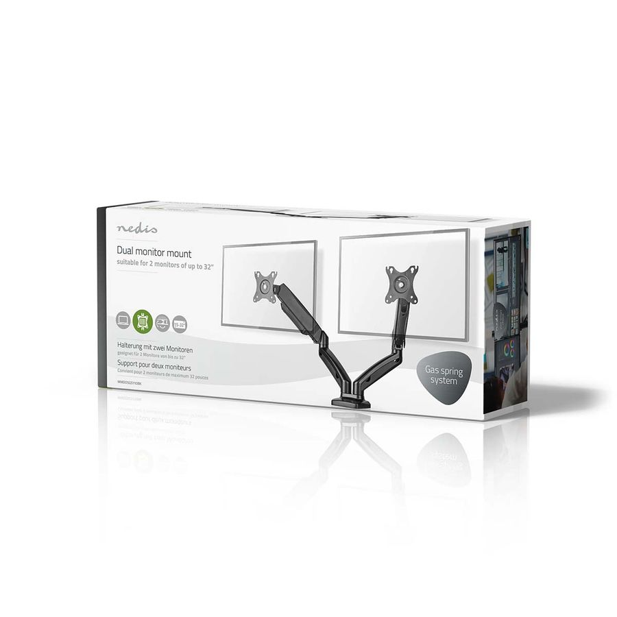 Nedis bordmonteringsarm / stativ for 2 dataskjermer 15-32