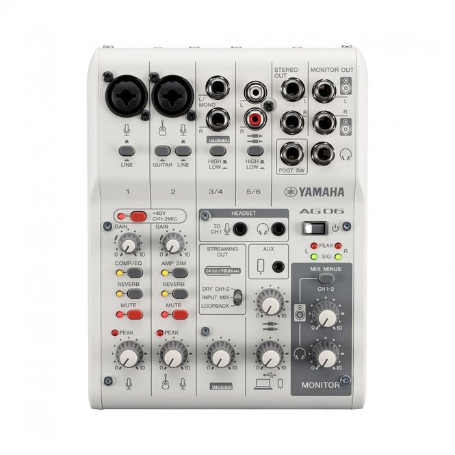 Hovedbilde Yamaha AG06MK2, 6-Kanals Mikser med USB-Grensesnitt, Hvit