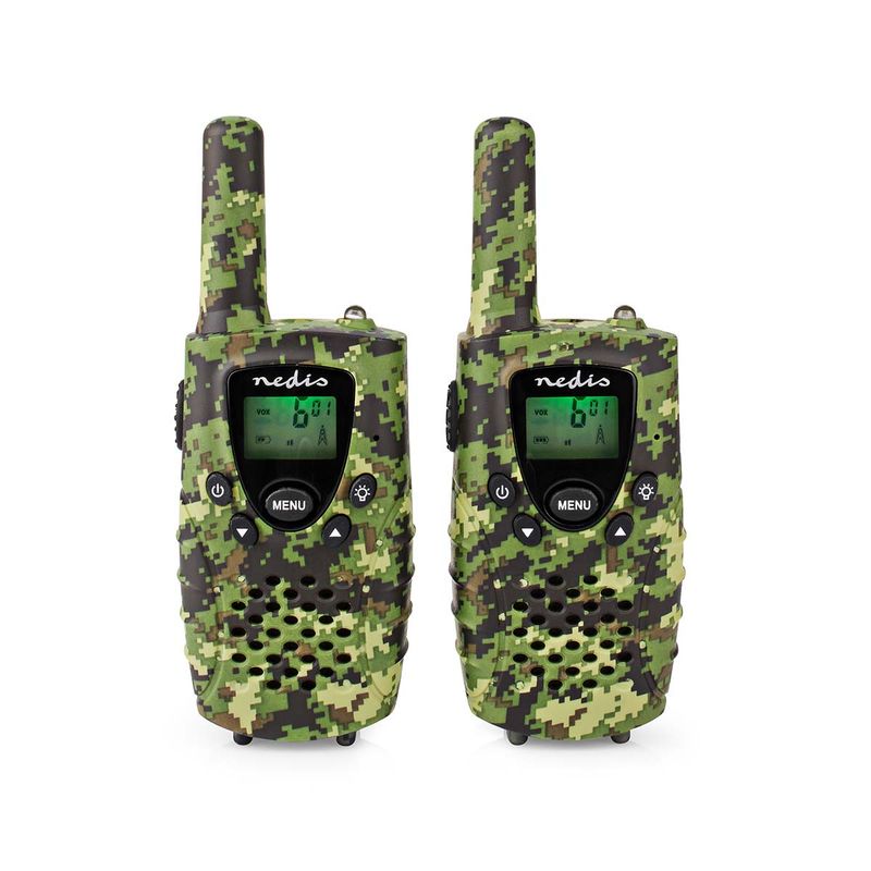 Nedis Walkie-talkie-sett med kamuflasjemønster i en bæreveske