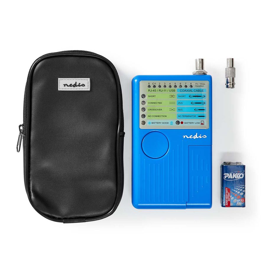 Nedis Multifunksjonell  Kabeltester for RJ45-, RJ11-, BNC- og USB-A-B-kabler