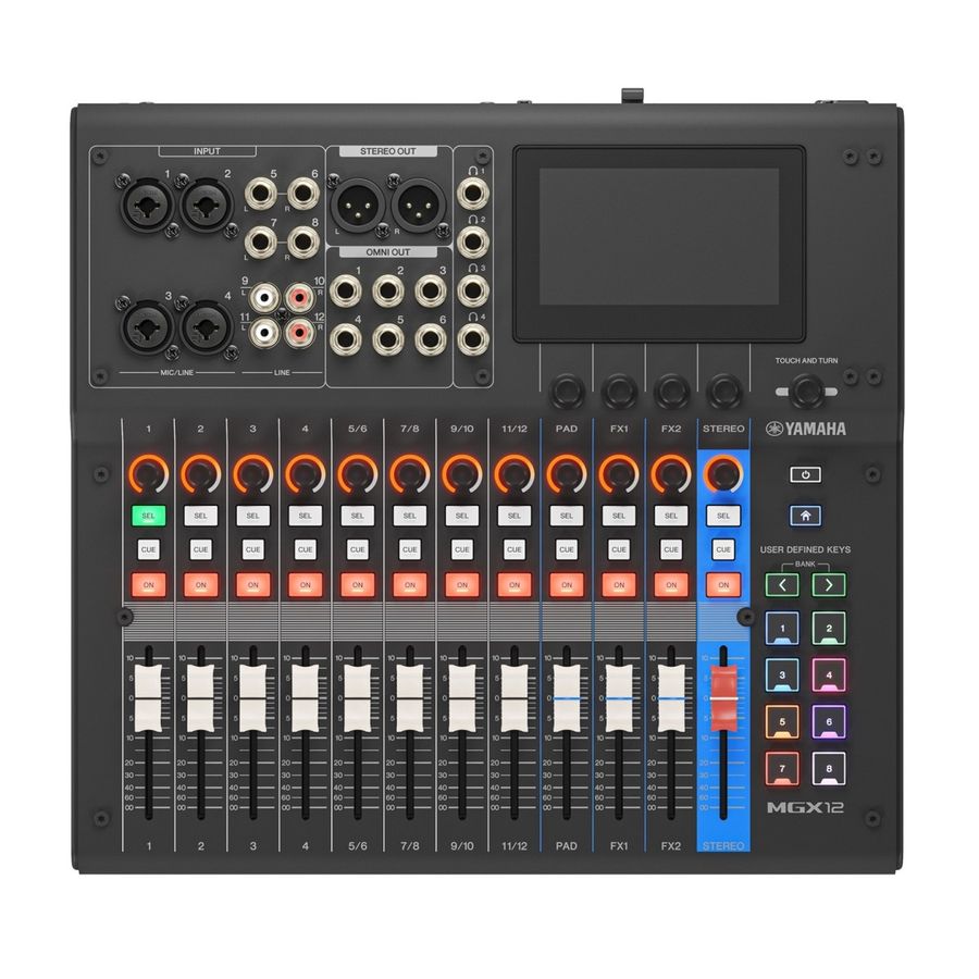 Yamaha MGX12VB, 12 kanals Digital Mixer m/ Multi-track USB og Video, Black