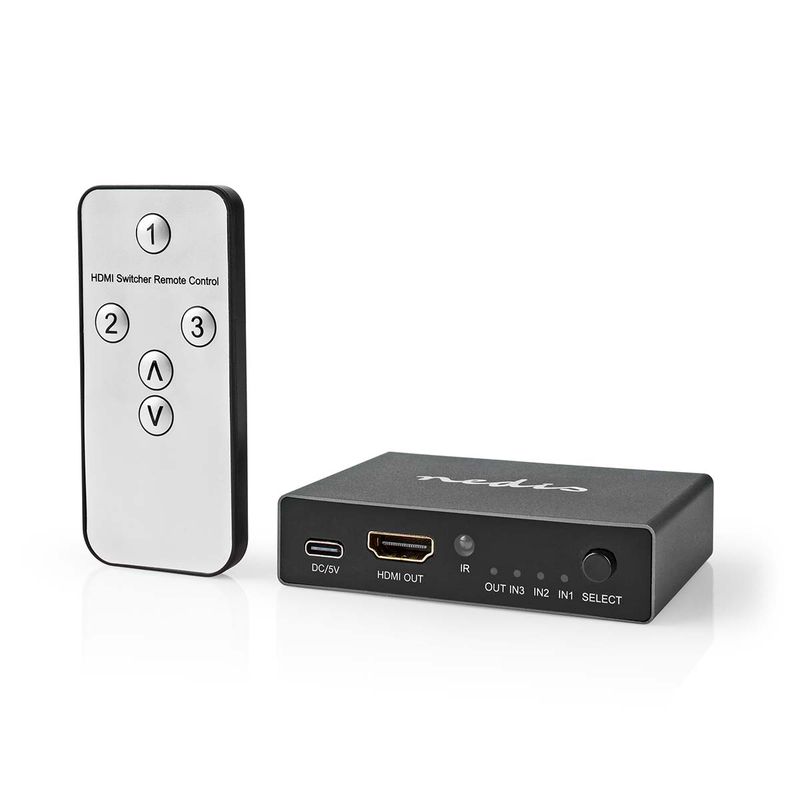 Nedis HDMI Switch, 3-Port port(s), 3x HDMI Inngang, HDMI Utgang, 8K@60Hz, 45 Gbps