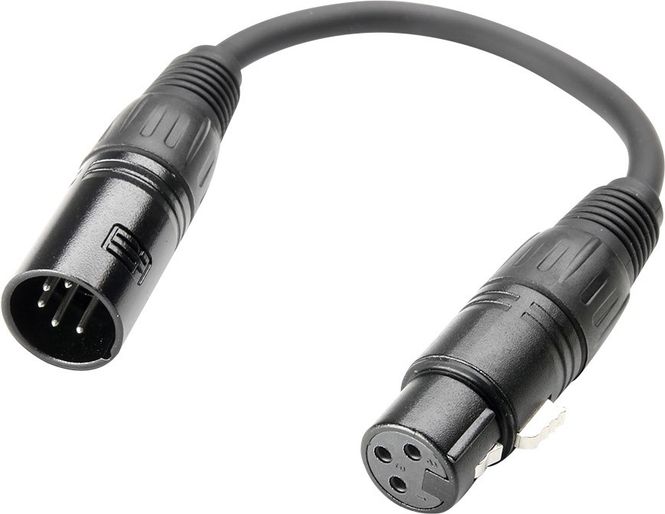 Hovedbilde Algam ADAPT-XLR-M5F3 DMX-overgang 5pin han/3pin hun. 30cm.