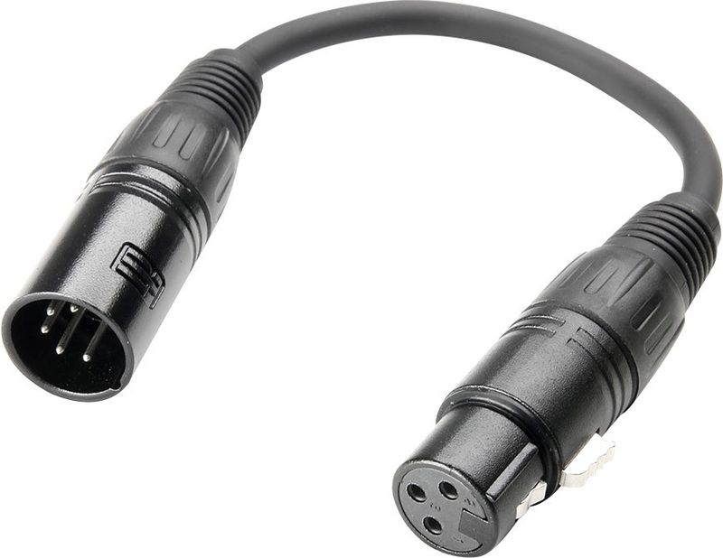 Algam ADAPT-XLR-M5F3 DMX-overgang 5pin han/3pin hun. 30cm.