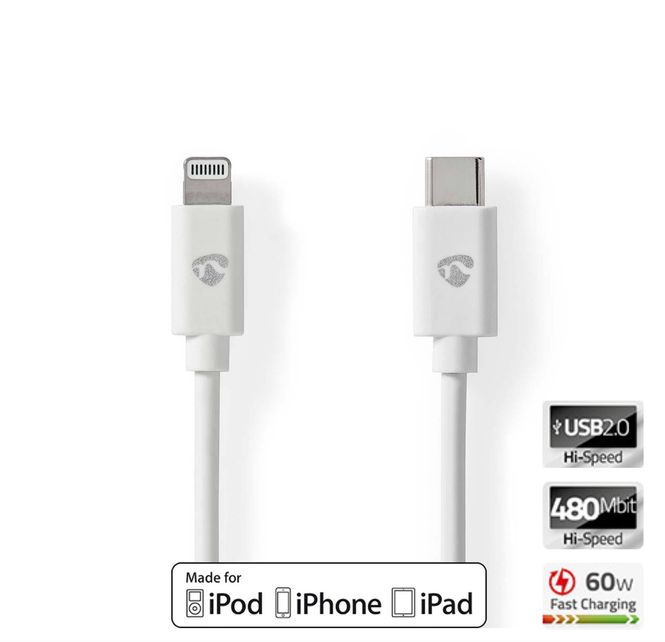 Hovedbilde Nedis Apple Lightning Kabel - USB-C han, 18W Fast Charging, 2M