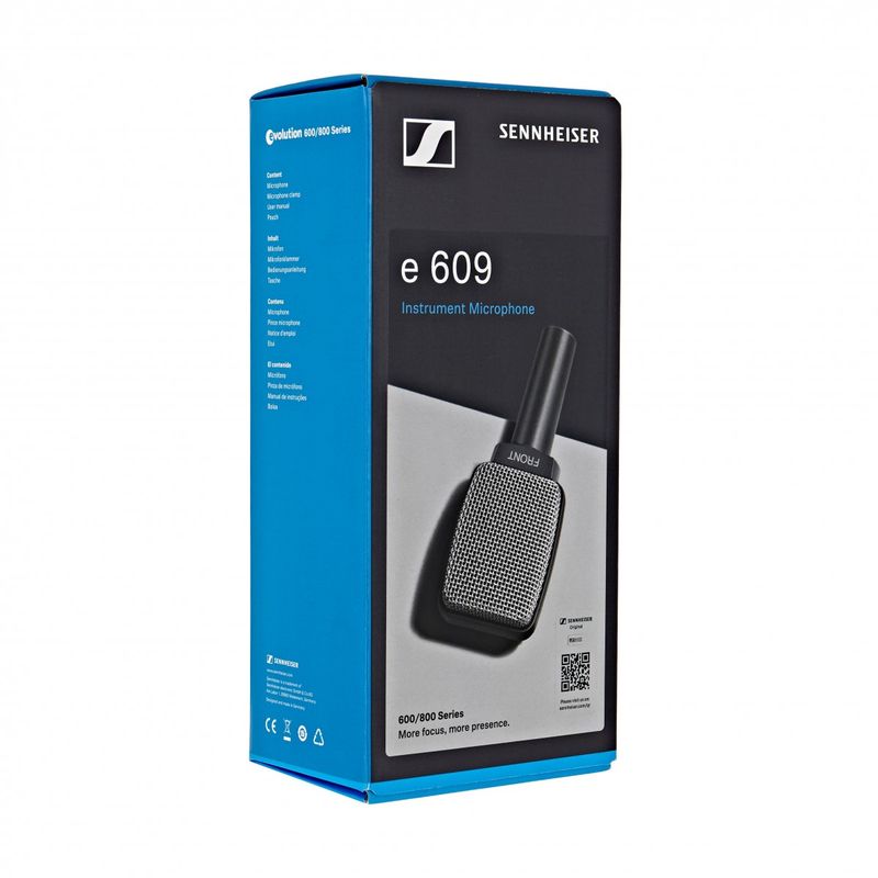 Sennheiser e609 dynamisk mikrofon for gitar, perkusjon og blås, Silver
