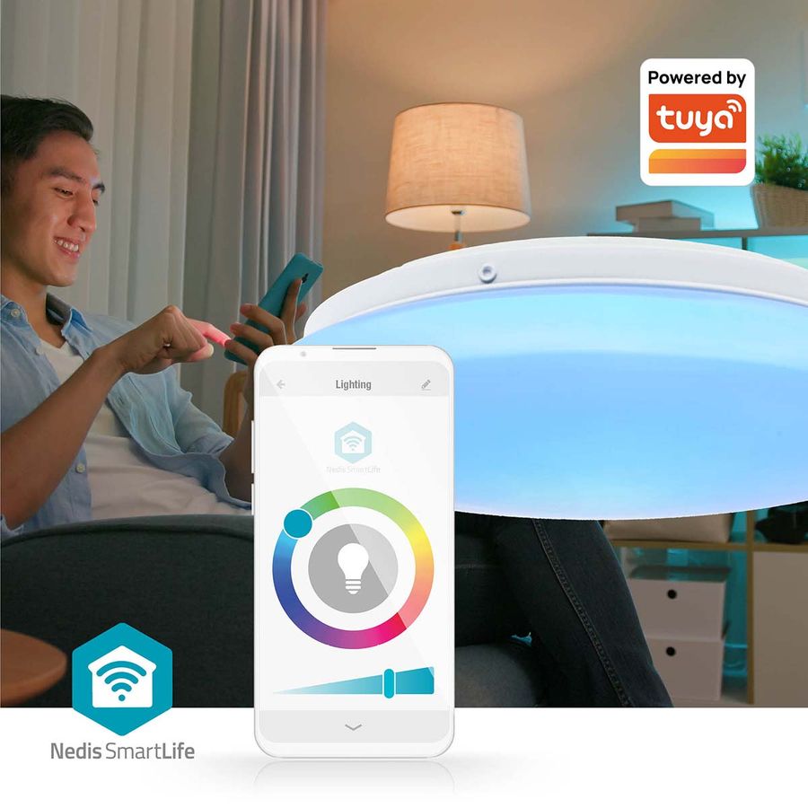 SmartLife Wi-Fi Rund Taklys 1820lm, RGB / Varm til avkjølt hvitt, 2700 - 6500K, IP44