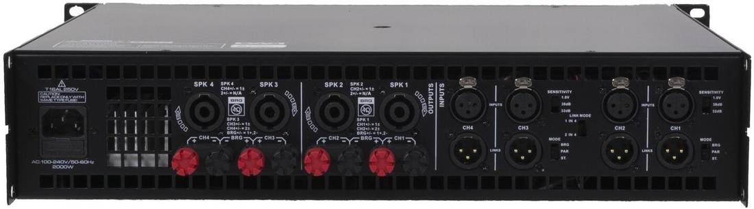 DAD DP4004 Forsterker 4x1100W @ 4ohm. Bridge mode 2x2000W @ 8 Ohm