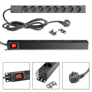 Hovedbilde Adam Hall RACK PDU 8S USB – 19” Str&oslash;mskinne med 8 uttak og USB-lading