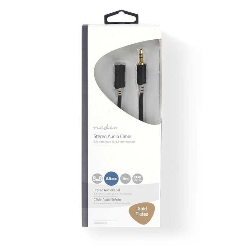Nedis Stereo Forlengelseskabel 3.5mm, gull belagt - 10 meter
