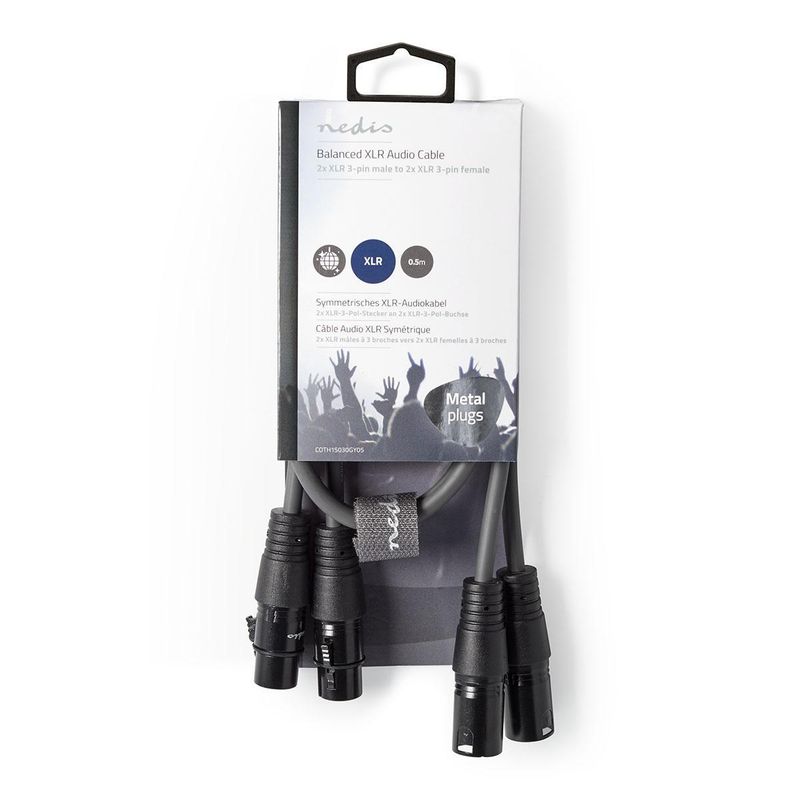 Nedis Balansert stereo audiokabel - 2xXLR han / 2xXLR hun 0,5m