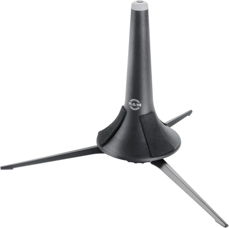 K&M 15210 trompetstativ, sammenleggbart, kan oppbevares i klokketut, svart.