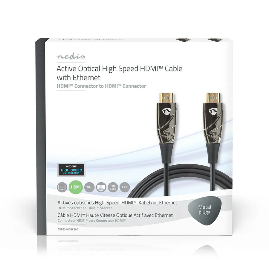 Aktiv Optical High Speed HDMI-kabel med Ethernet, 4K@60Hz, 18 Gbps, 20m