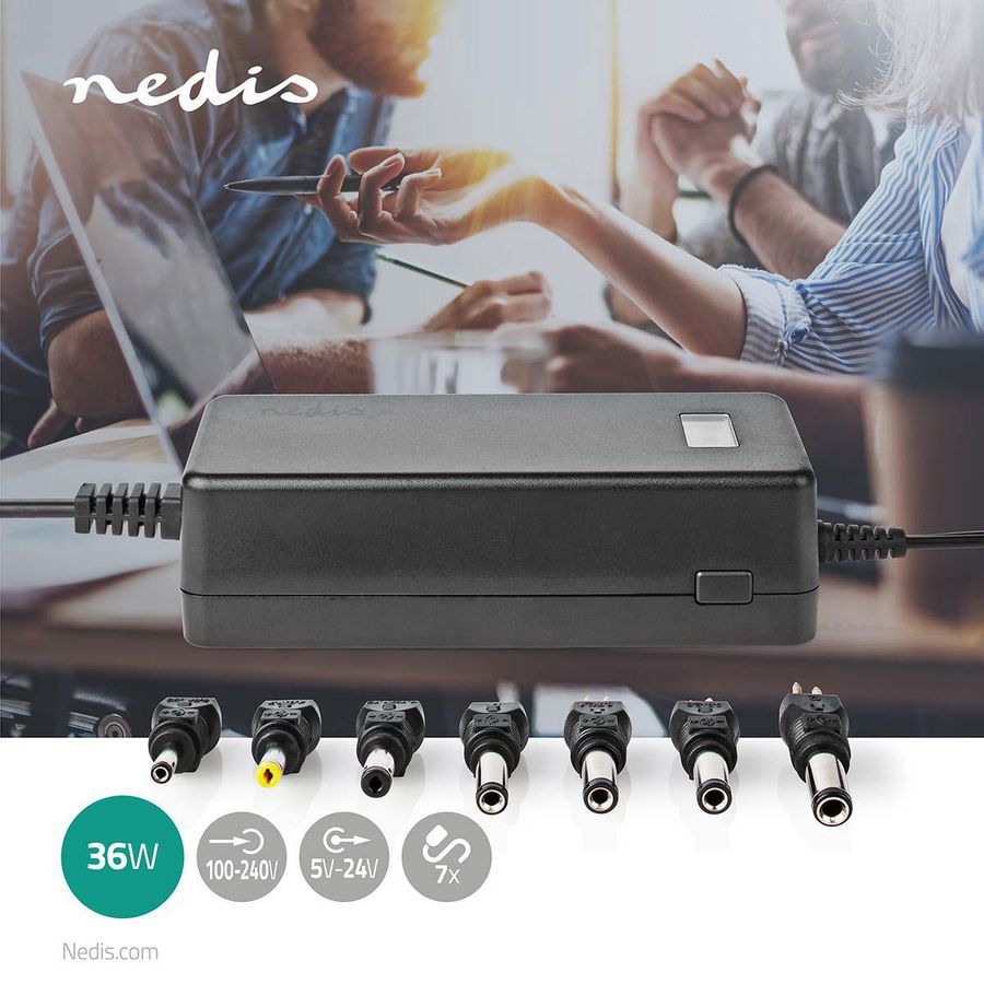 Nedis Universal AC strømadapter, 36 W, 5 - 24 V DC